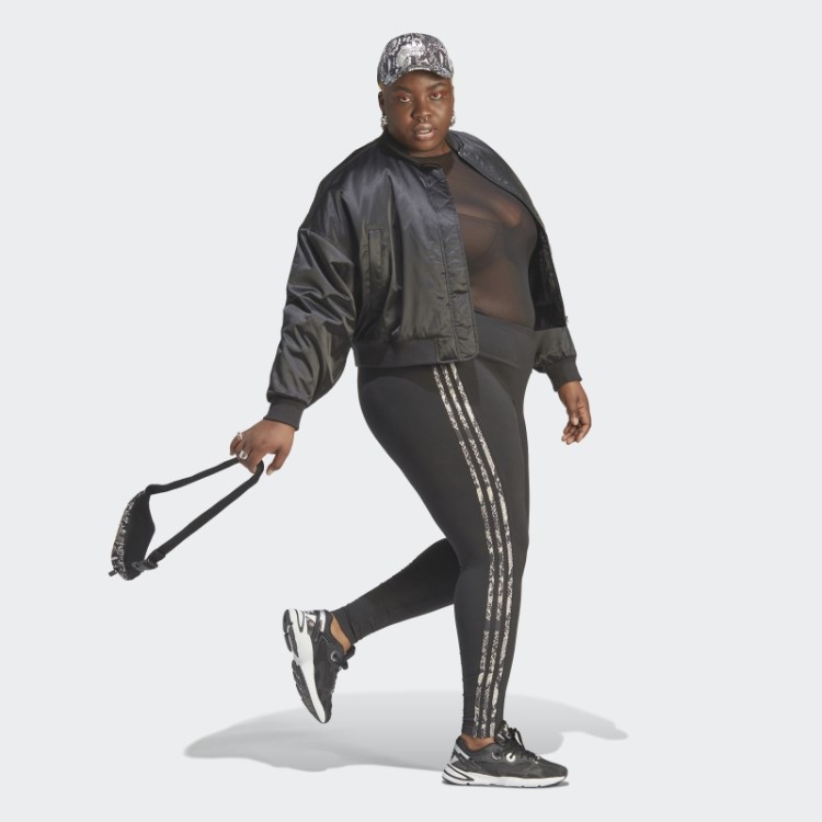 Legging Com Estampa Das Três Listras (tamanho Grande) Preto Adidas