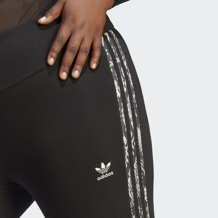 Legging Com Estampa Das Três Listras (tamanho Grande) Preto Adidas