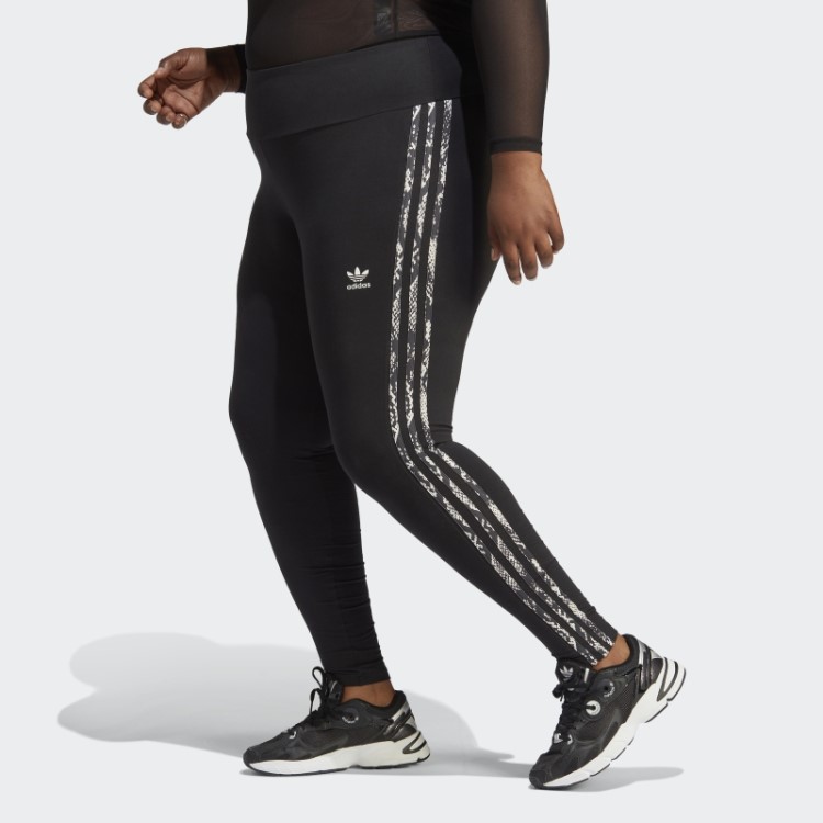 Legging Com Estampa Das Três Listras Adidas (tamanho Grande) Preta