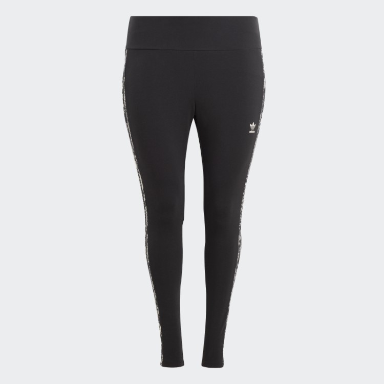 Legging Com Estampa Das Três Listras Adidas (tamanho Grande) Preta