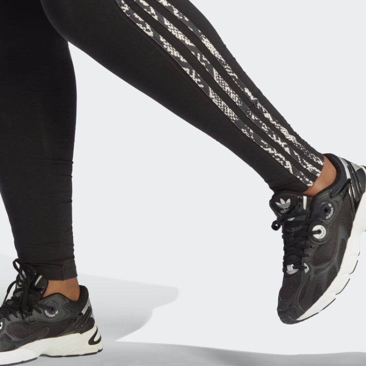 Legging Com Estampa Das Três Listras Adidas (tamanho Grande) Preta