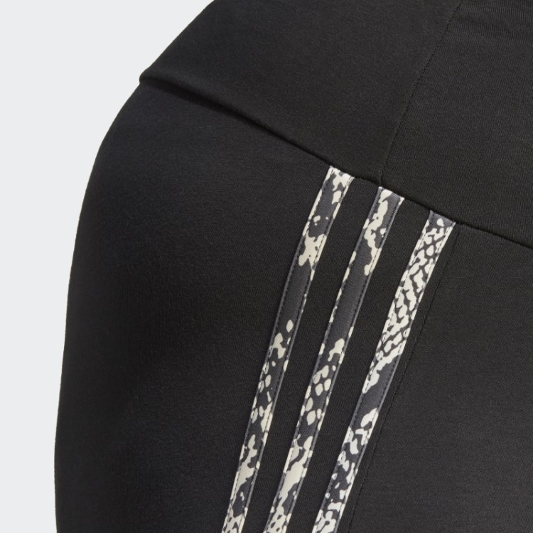 Legging Com Estampa Das Três Listras Adidas (tamanho Grande) Preta