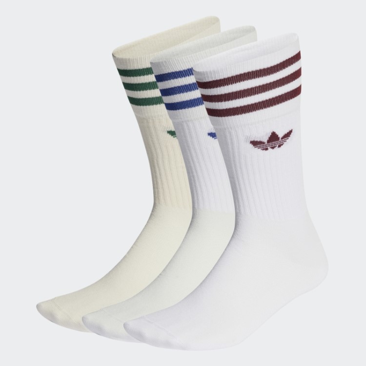 Meias Brancas Adidas Crew 3 Pares Fashion
