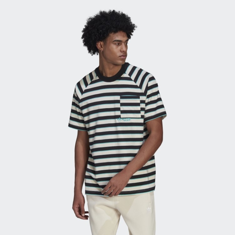 Camiseta Com Bolso Listrada Preta Adidas