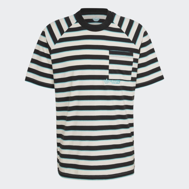 Camiseta Com Bolso Listrada Preta Adidas