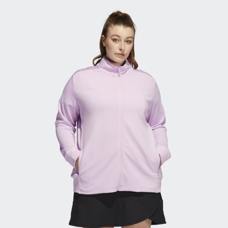 Jaqueta Texturizada Lilás Com Zíper Completo (tamanho Grande) Adidas