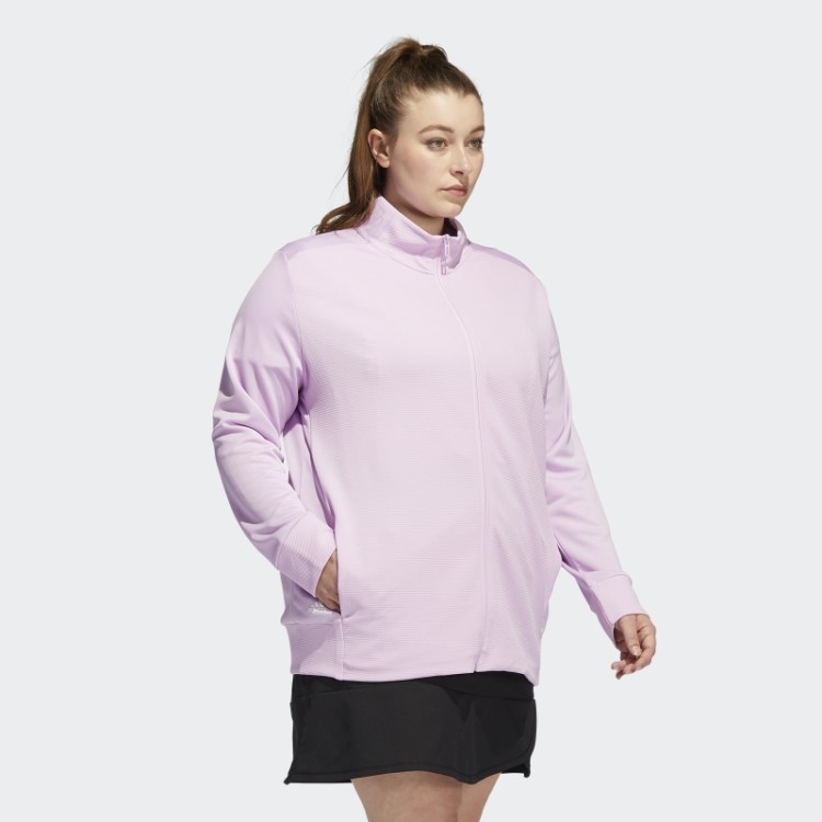 Jaqueta Texturizada Lilás Com Zíper Completo (tamanho Grande) Adidas