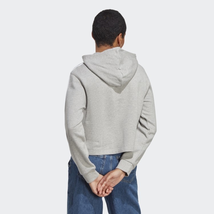 Adidas Essentials 3 Stripes French Terry Crop Hoodie Branco Quente