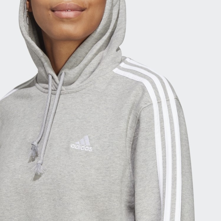 Adidas Essentials 3 Stripes French Terry Crop Hoodie Branco Quente