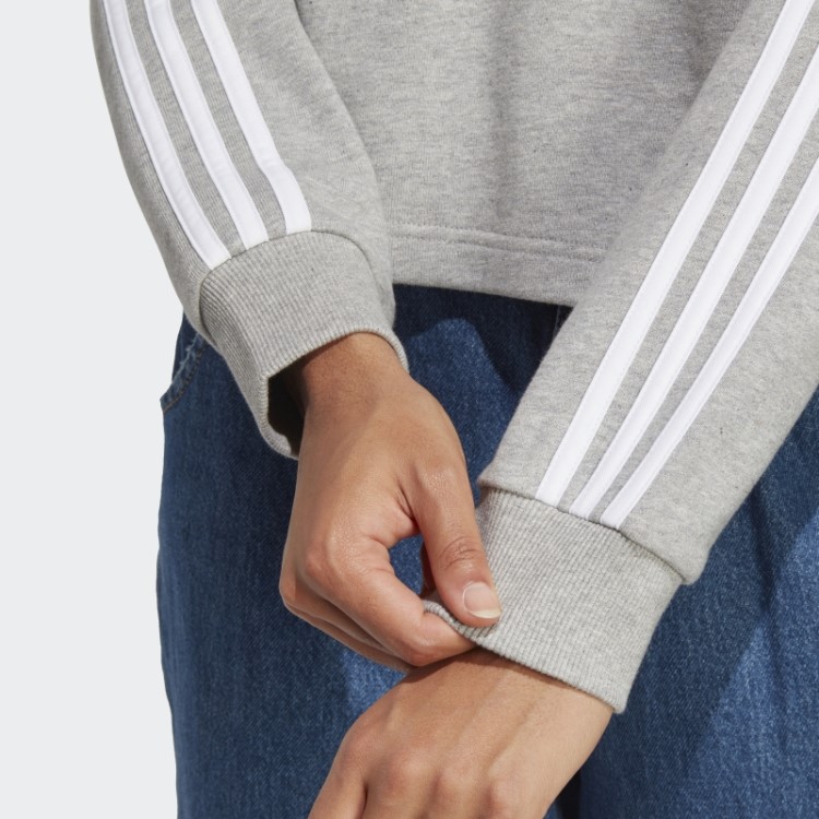 Adidas Essentials 3 Stripes French Terry Crop Hoodie Branco Quente