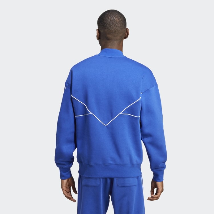 Moletom Azul Adicolor Arquivo Sazonal Com Meio Zíper Da Tripulação