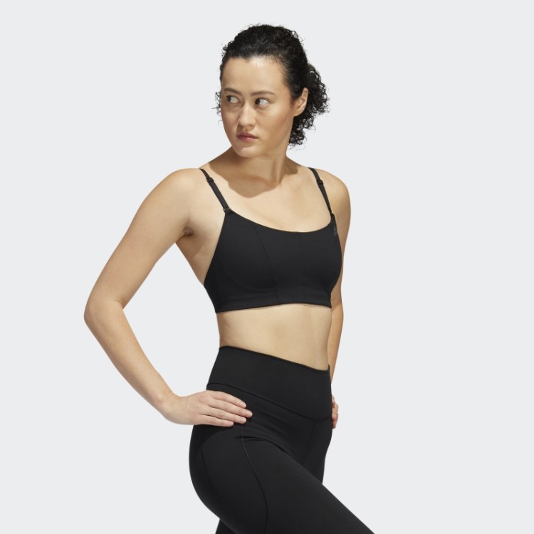 Sutiã Preto Fashion Adidas Yoga Studio Com Suporte Leve