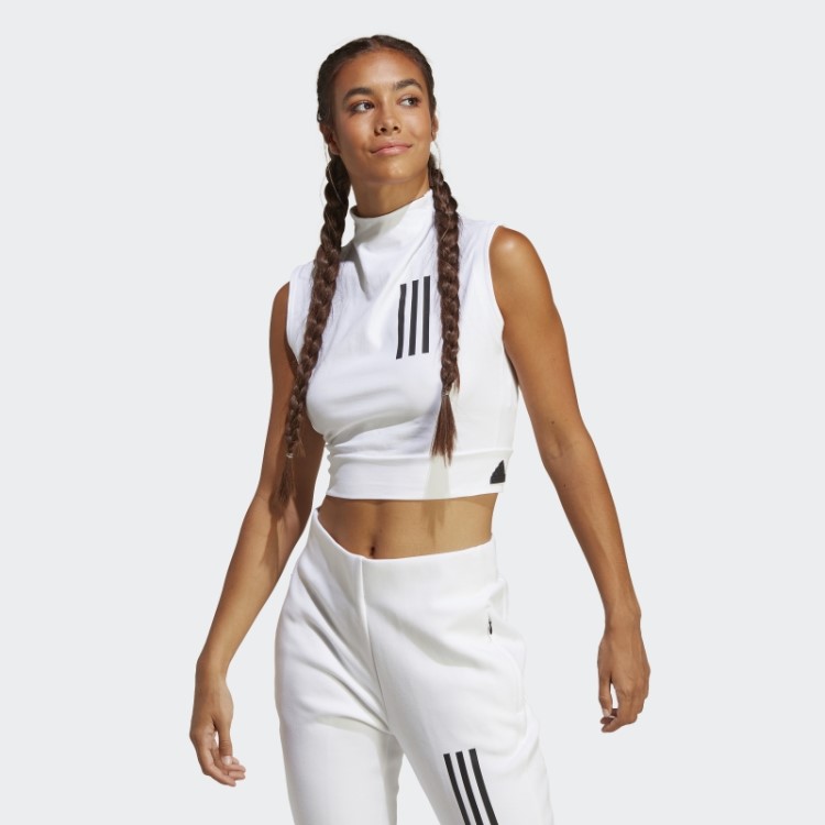 Missão Vitória Top Cropped Sem Mangas Adidas Branco