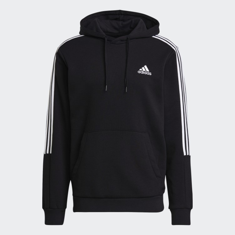 Moletom Com Capuz Preto Essentials Com As Três Listras Adidas