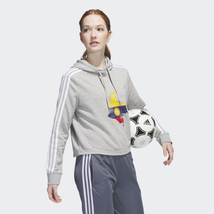 Moletom Cropped Adidas Cinza Colombia