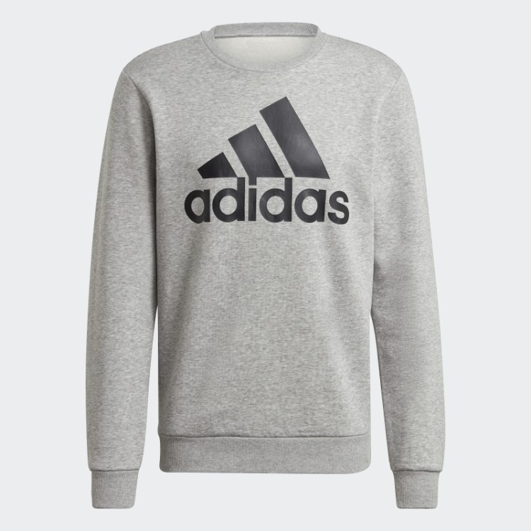 Moletom Cinza Médio Com Logotipo Grande Adidas