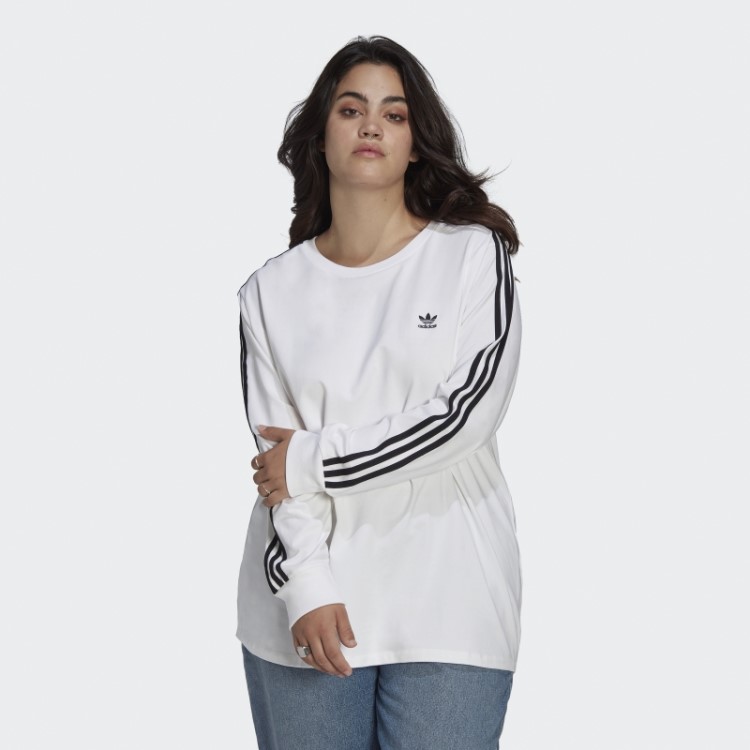 Camiseta Branca De Manga Longa Adidas Adicolor Classics (tamanho Grande)