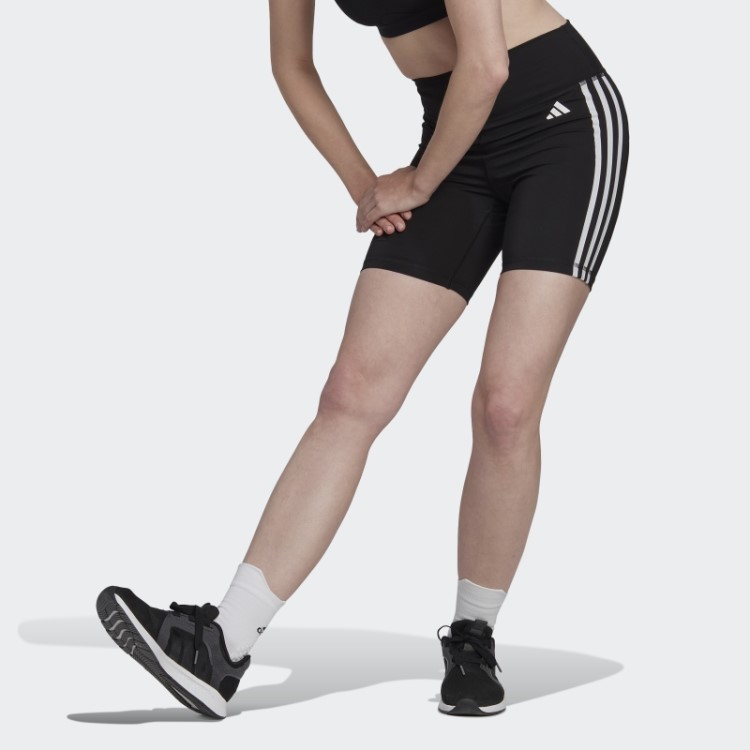 Leggings Curtas Elegantes Adidas Pretas Essenciais Para Treino Com As Três Listras