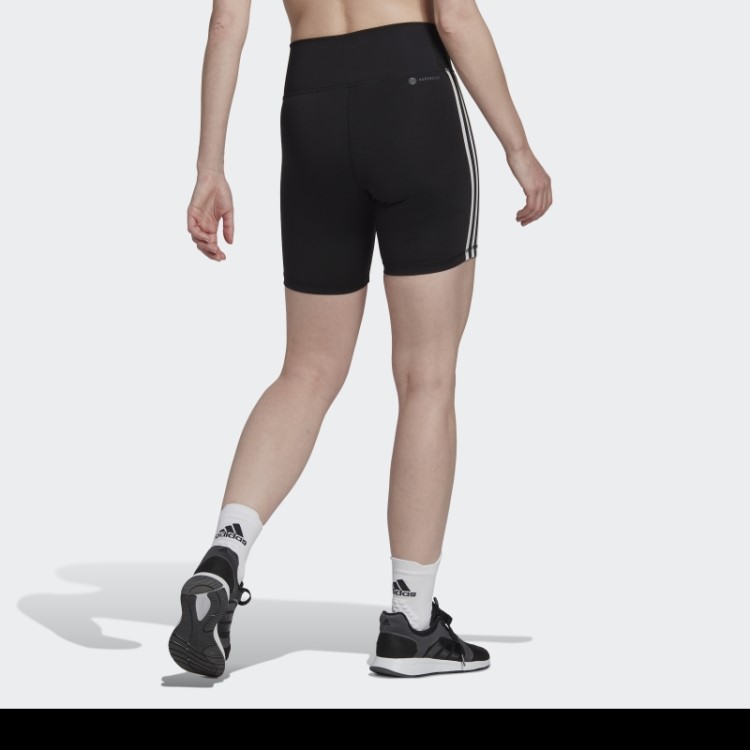 Leggings Curtas De Cintura Alta Adidas Black Training Essentials 3 Listras Elegantes