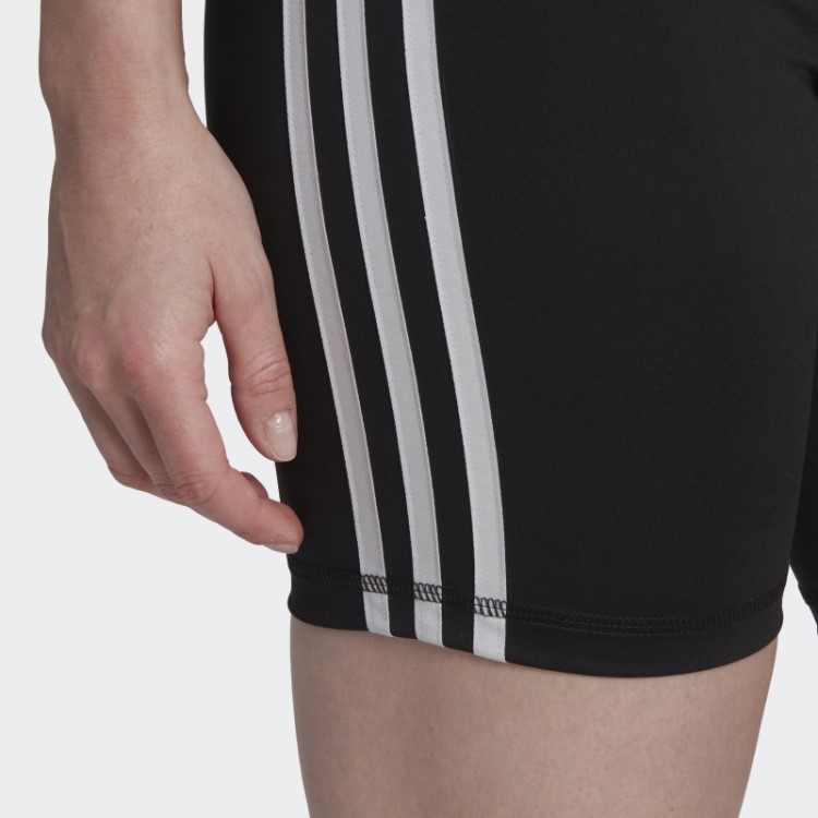 Leggings Curtas De Cintura Alta Adidas Black Training Essentials 3 Listras Elegantes