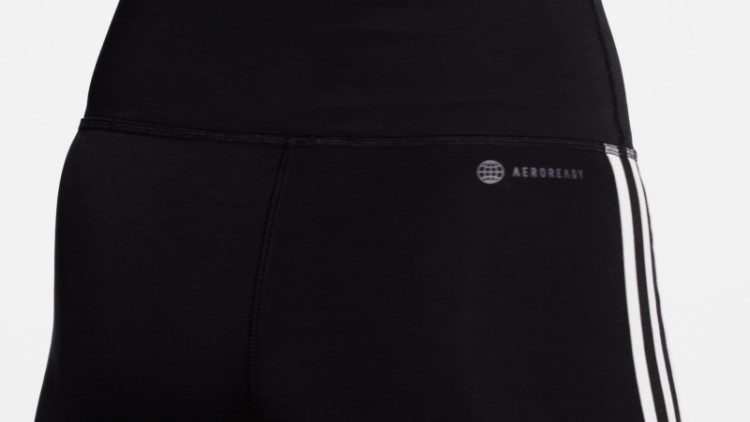 Leggings Curtas De Cintura Alta Pretas Essenciais Para Treino Com As Três Listras Adidas