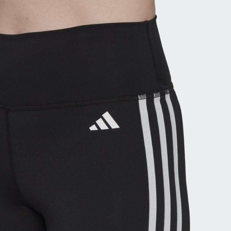 Leggings Curtas De Cintura Alta Pretas Essenciais Para Treino Com As Três Listras Adidas