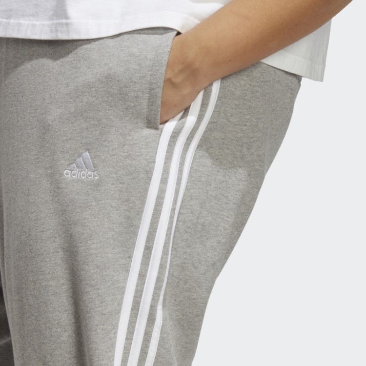 Calça Felpuda Felpuda Com As 3 Listras Cinza Médio Essencial (tamanho Grande) Adidas
