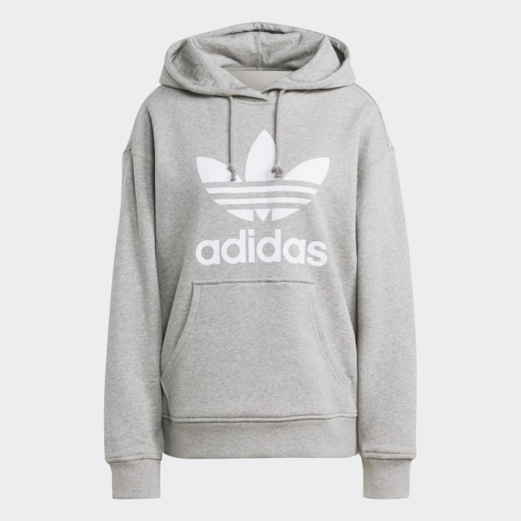 Moletom Cinza Médio Com Capuz Adidas