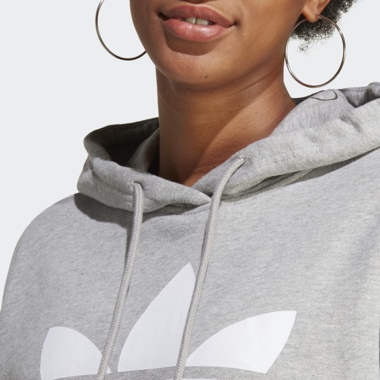 Moletom Cinza Médio Com Capuz Adidas