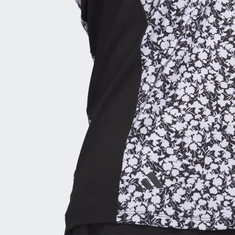 Camisa Polo De Golfe Preta Adidas Ultimate365 Estampada Com Zíper 1/4 E Gola Zombeteira
