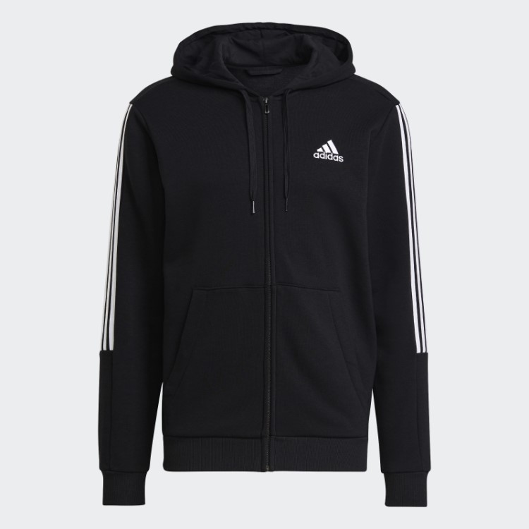 Jaqueta De Corrida Com As Três Listras Com Corte De Lã Essentials Preta Adidas