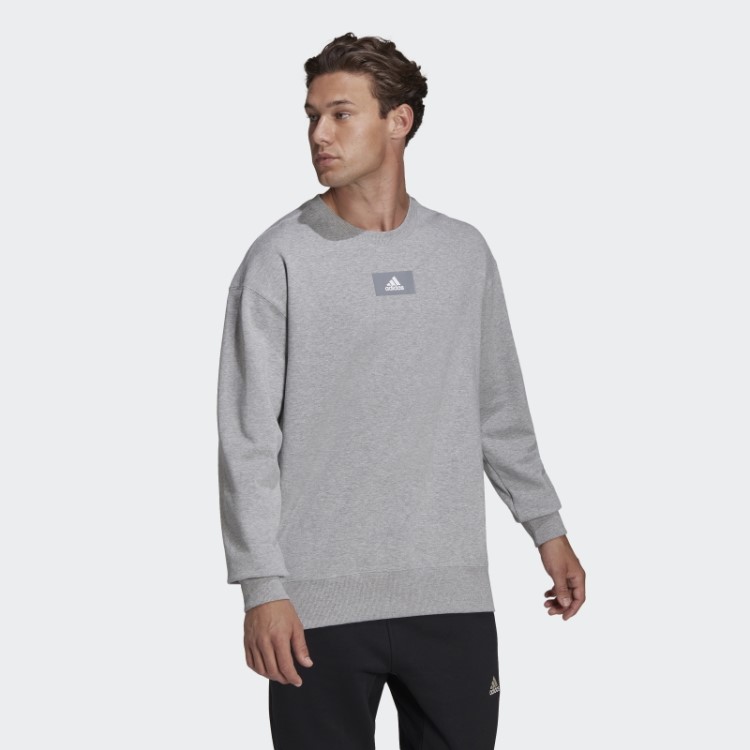 Moletom Adidas Essentials Feelvivid Ombro Caído Cinza Médio