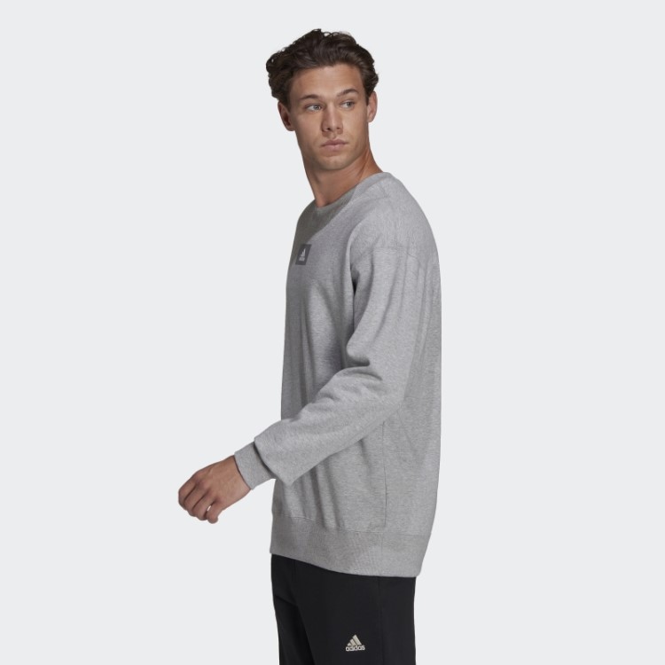 Moletom Adidas Essentials Feelvivid Ombro Caído Cinza Médio