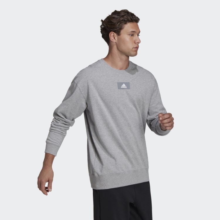 Moletom Adidas Essentials Feelvivid Ombro Caído Cinza Médio