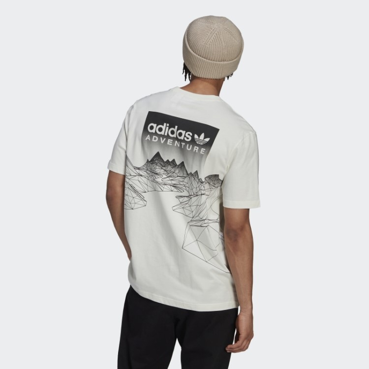 Camiseta Adidas Adventure Mountain Back Branca Quente