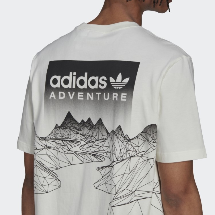 Camiseta Adidas Adventure Mountain Back Branca Quente