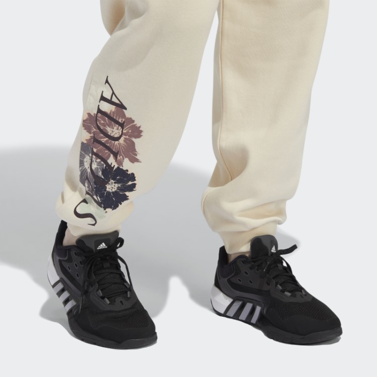 Calça Jogger Com Estampa Floral Adidas Tom Ecru