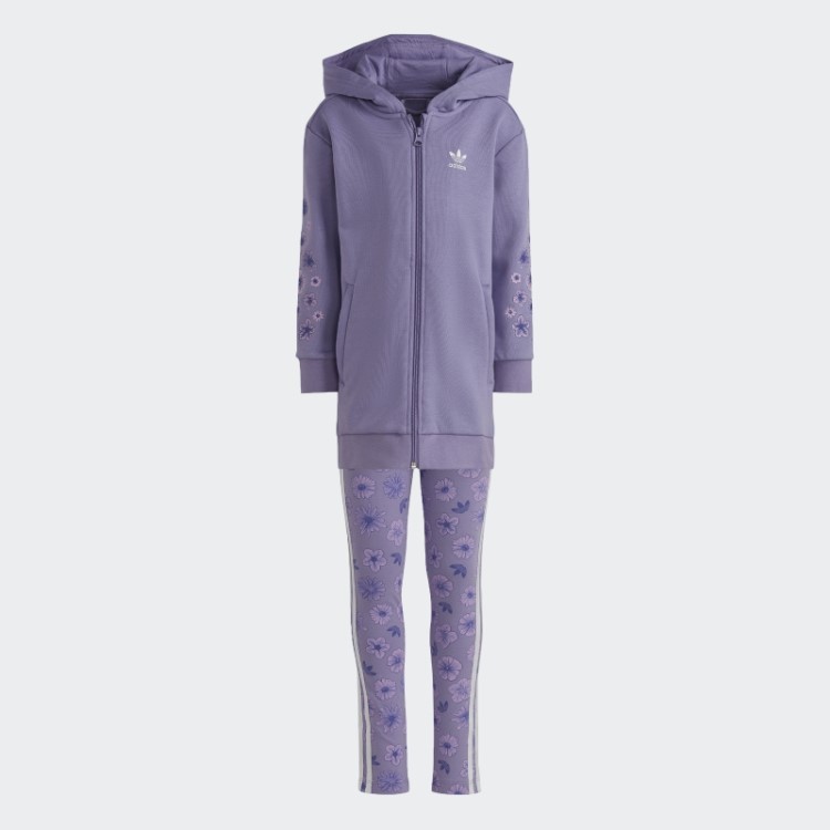 Conjunto De Moletom Alongado Com Zíper Completo Adidas Lilás