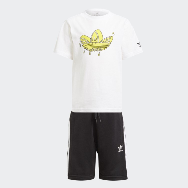 Adidas Bermuda Com Estampa Trefoil Conjunto Camiseta Branca