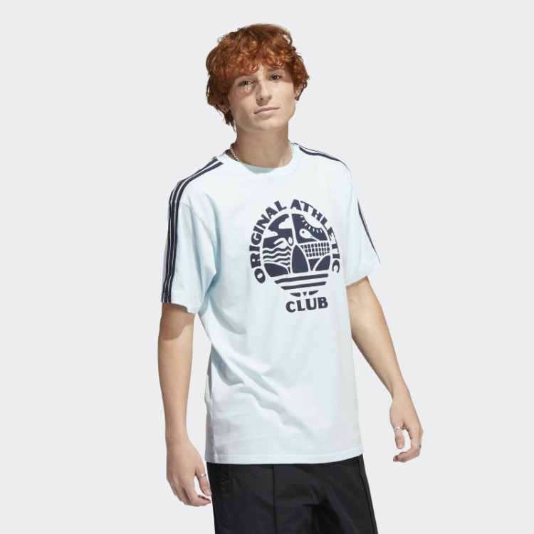 Camiseta Original Adidas Athletic Club Com As Três Listras Azul