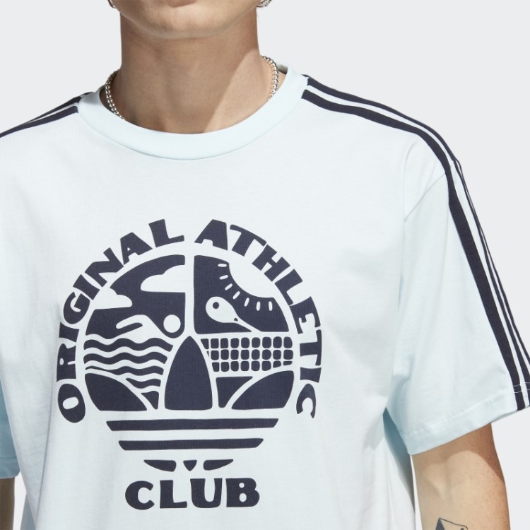 Camiseta Original Adidas Athletic Club Com As Três Listras Azul