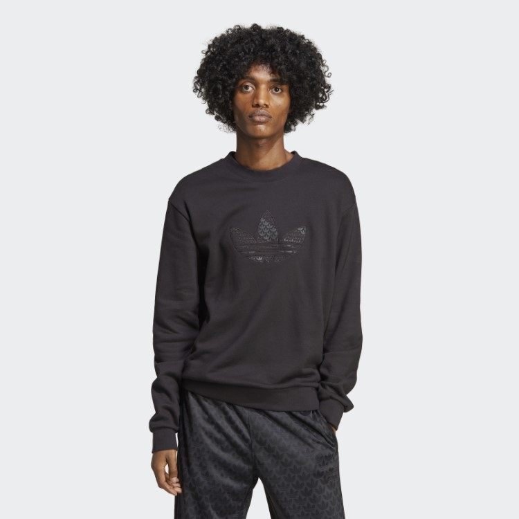 Moletom Preto Adidas Graphics Monogram Crew