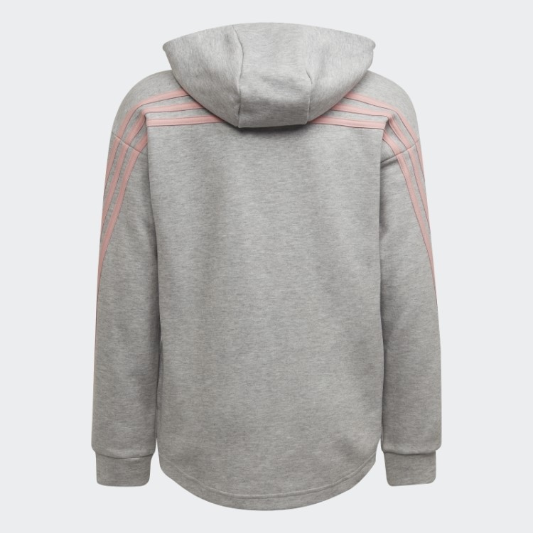Moletom Com Capuz E Zíper Nas Três Listras Cinza Médio Adidas