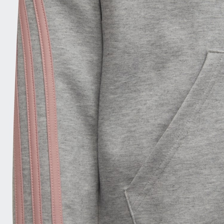 Moletom Com Capuz E Zíper Nas Três Listras Cinza Médio Adidas