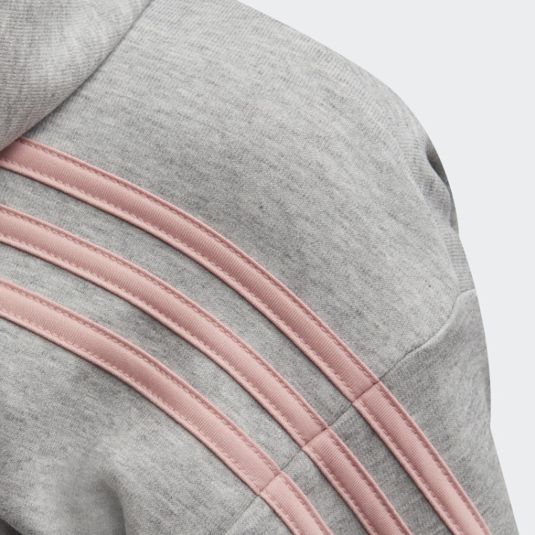 Moletom Com Capuz E Zíper Nas Três Listras Cinza Médio Adidas