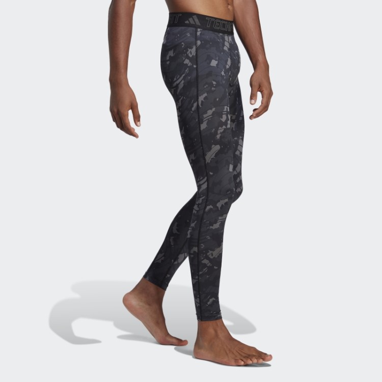 Meia Calça Preta Techfit Com Estampa Allover Adidas