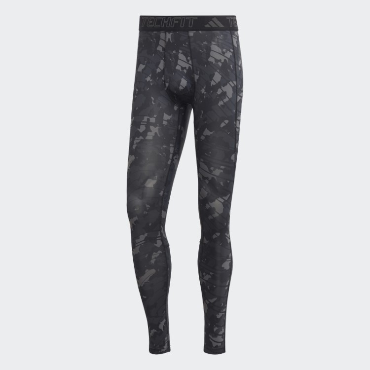 Meia Calça Preta Techfit Com Estampa Allover Adidas