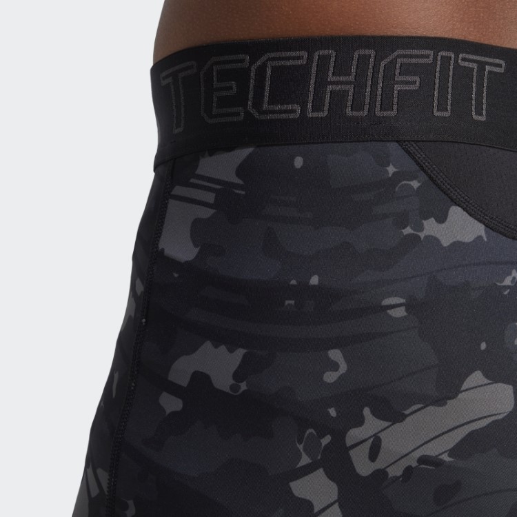 Meia Calça Preta Techfit Com Estampa Allover Adidas