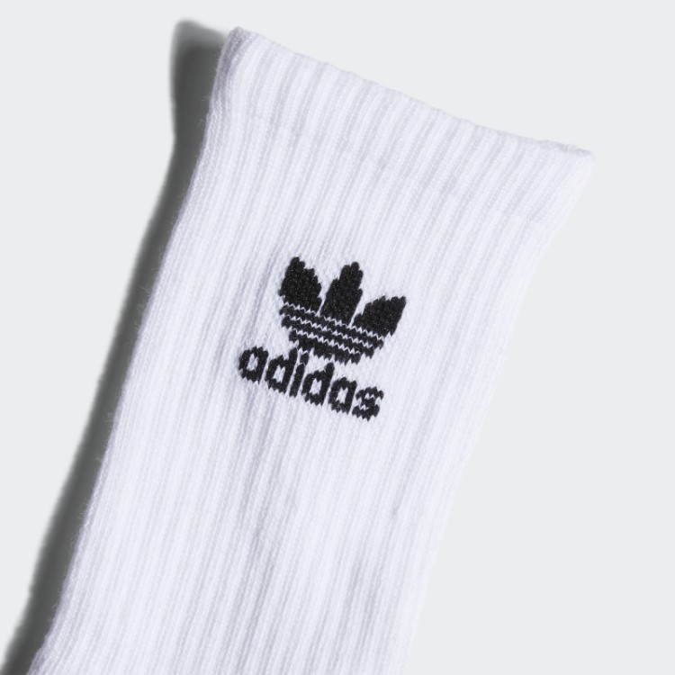 Meias Da Moda Adidas White Trefoil Crew 6 Pares