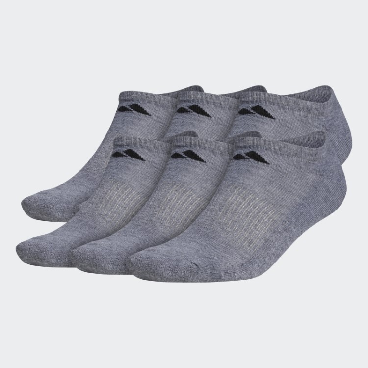 Meias Adidas Atléticas Acolchoadas No-show 6 Pares Cinza Médio